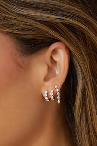 Multi Diamond Chain Stud Earring in 14k Yellow Gold