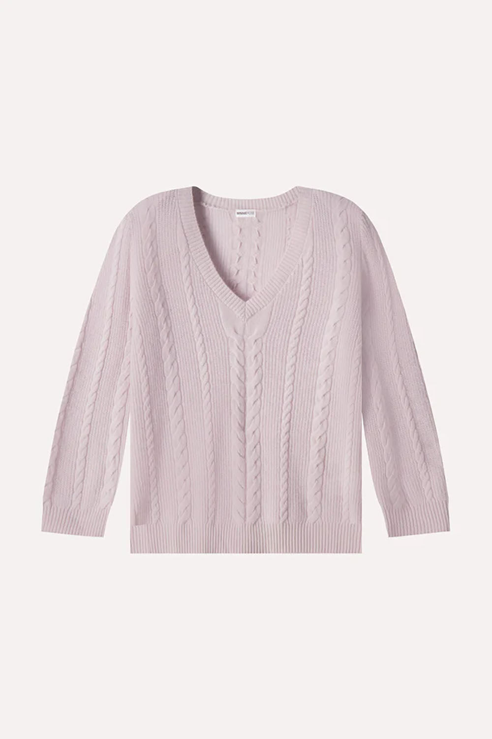 Cashmere Novelty Cable V Neck in Fog