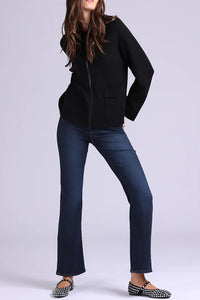 Viscose Zip Jacket with Pockets in Black