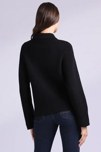 Viscose Zip Jacket with Pockets in Black