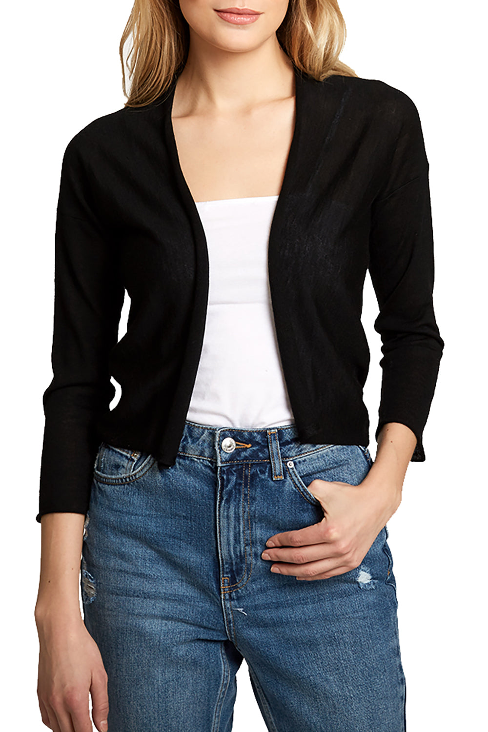 Easy Crop Cardi in Coal