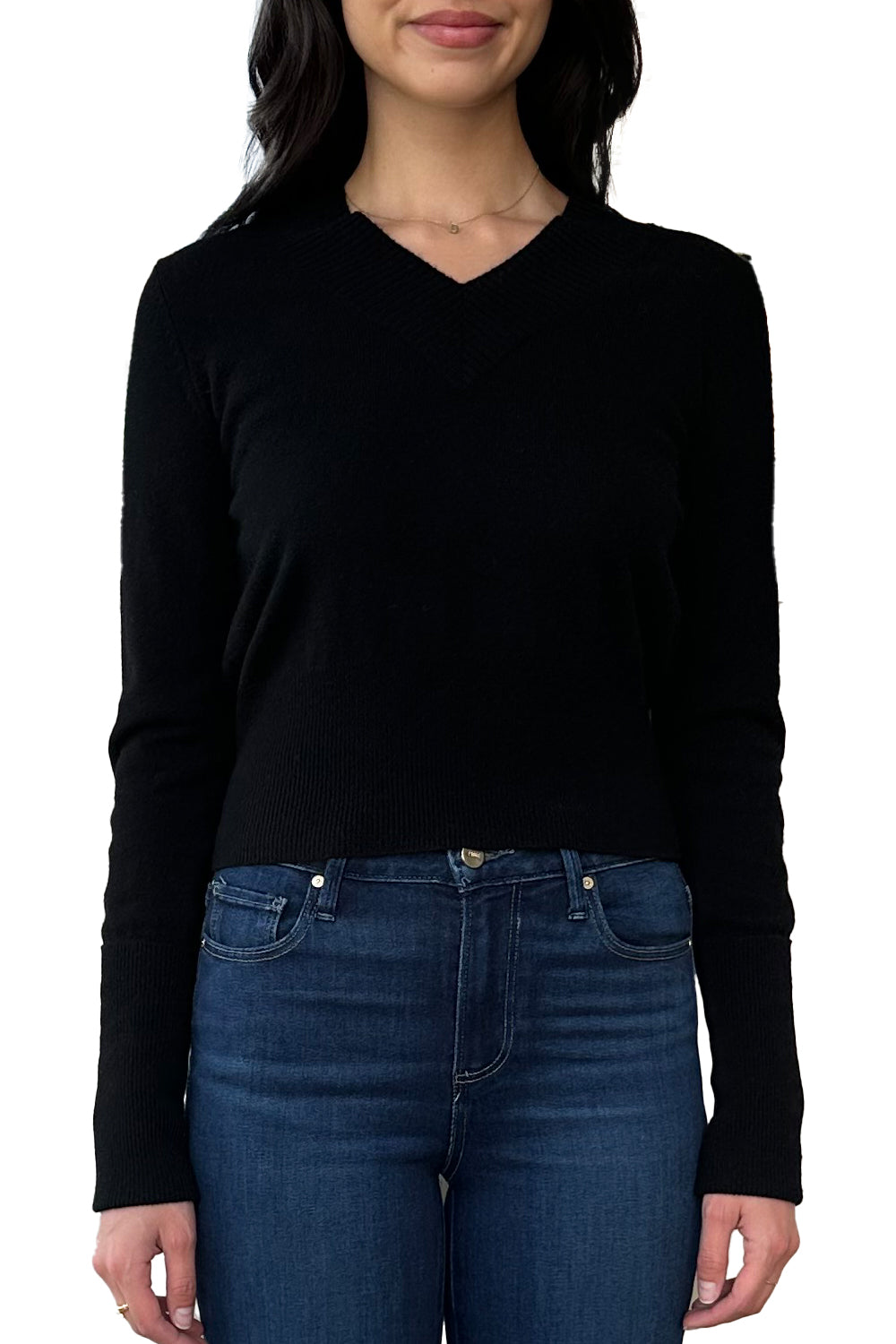 V Neck with High Cuffs in Black
