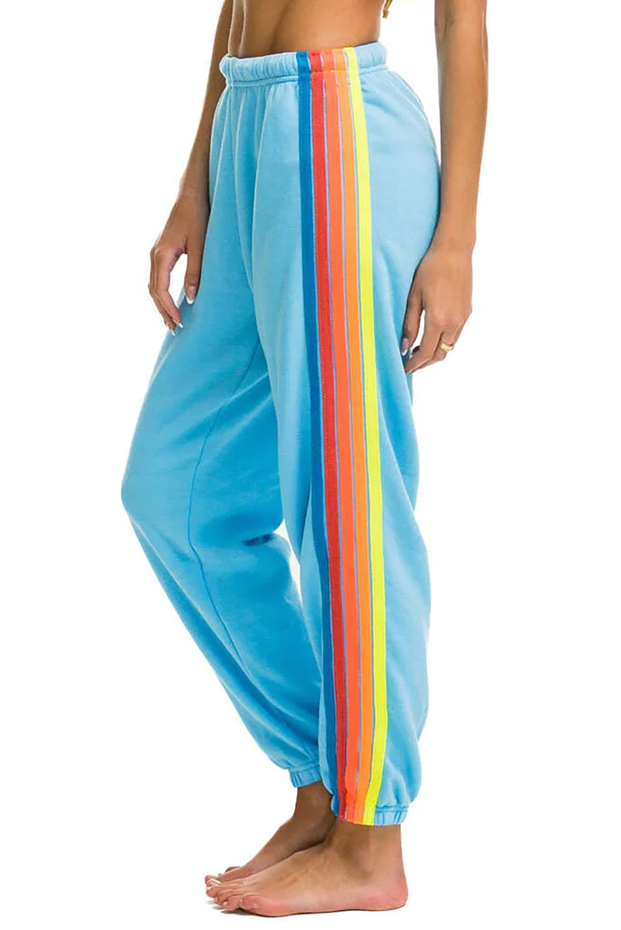 5 Stripe Sweatpant in Sky Neon Rainbow