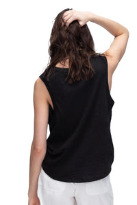 Slub Jersey V-Neck Tank in Black
