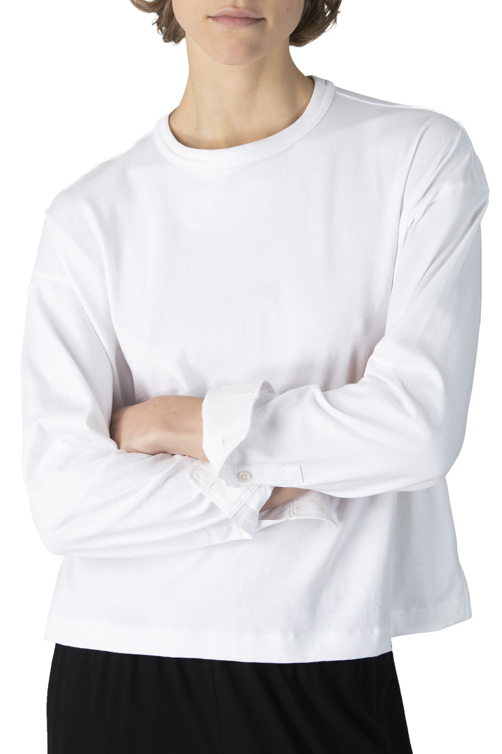 Heavyweight Jersey Mixed Media Top in White