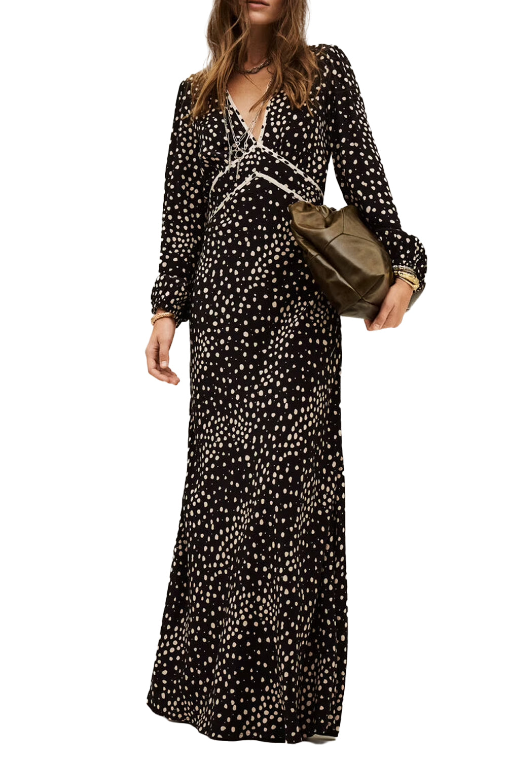 Ba&sh Derby Polka-dot V-neck Maxi Dress
