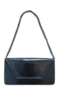 Lola Clutch in Black Lizard