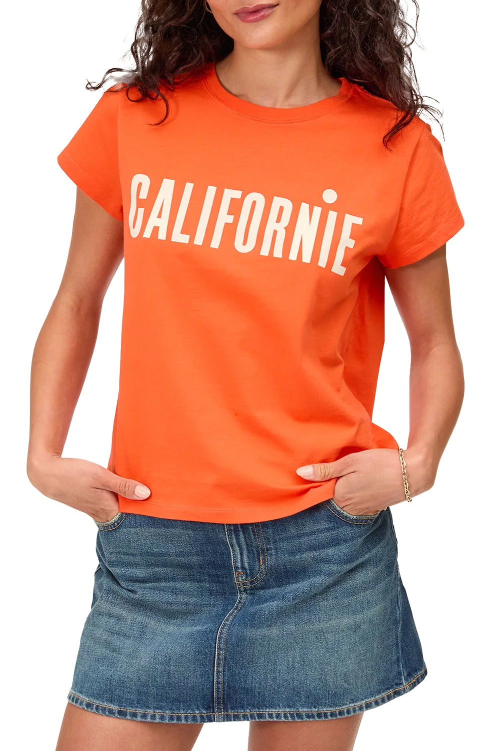 Classic Tee in Scarlet Orange w/ Cream Californie