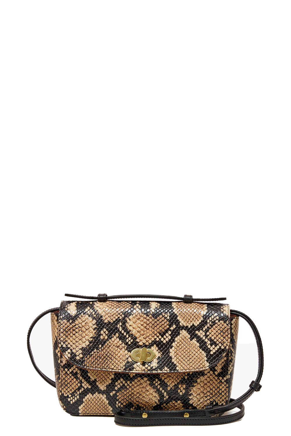 Claire V - Tan & Black Snakeskin Leather Round Handbag Claire V - Tan & Black Snakeskin Leather Round Handbag main image 3