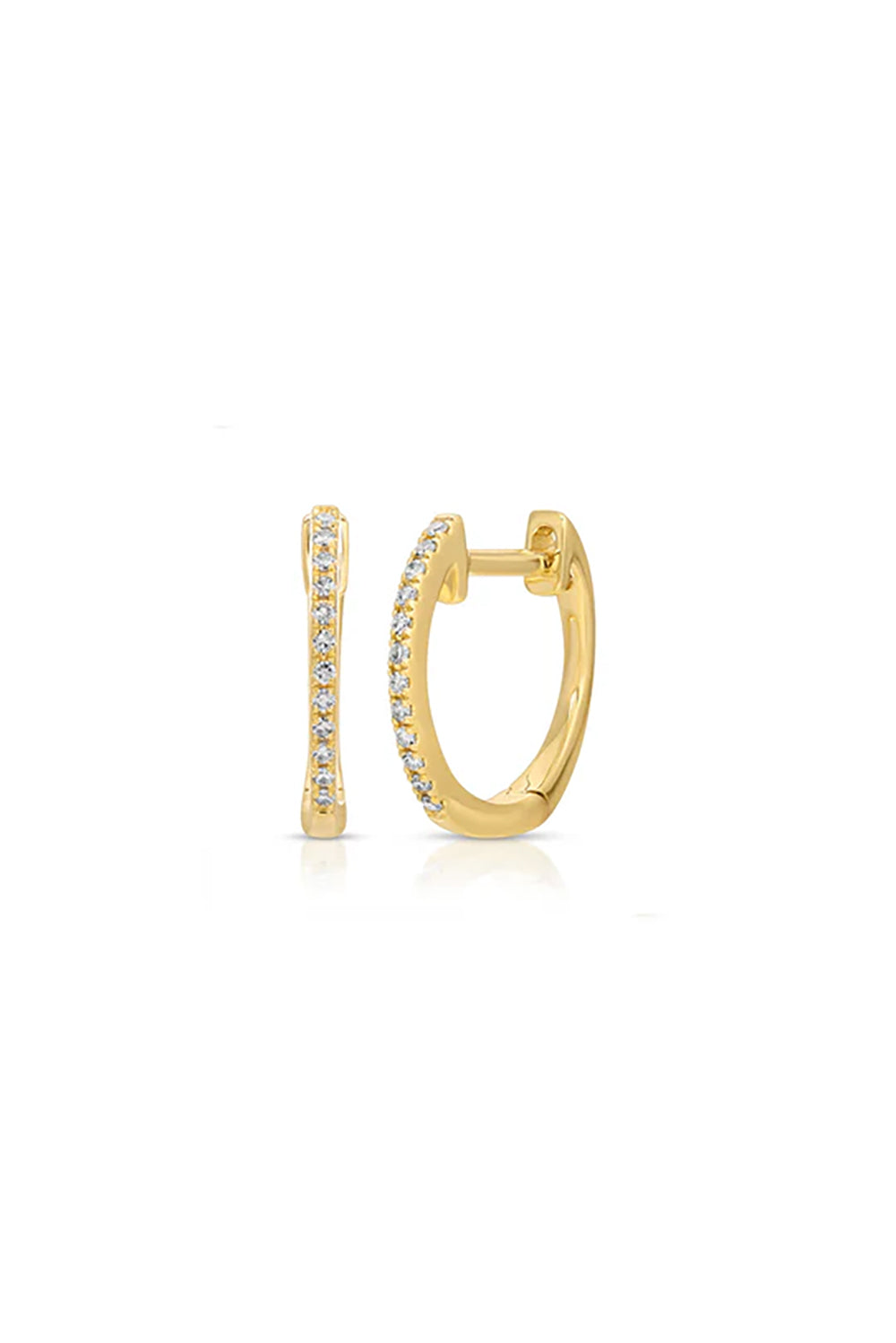 Diamond Huggie Earrings in 14k Yellow Gold
