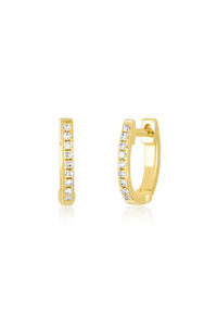 Diamond Mini Huggie Earrings in 14k Yellow Gold