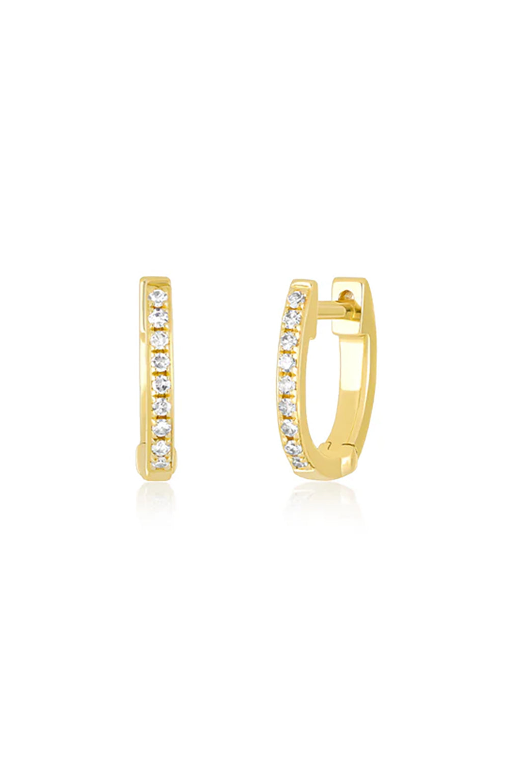 Diamond Mini Huggie Earrings in 14k Yellow Gold