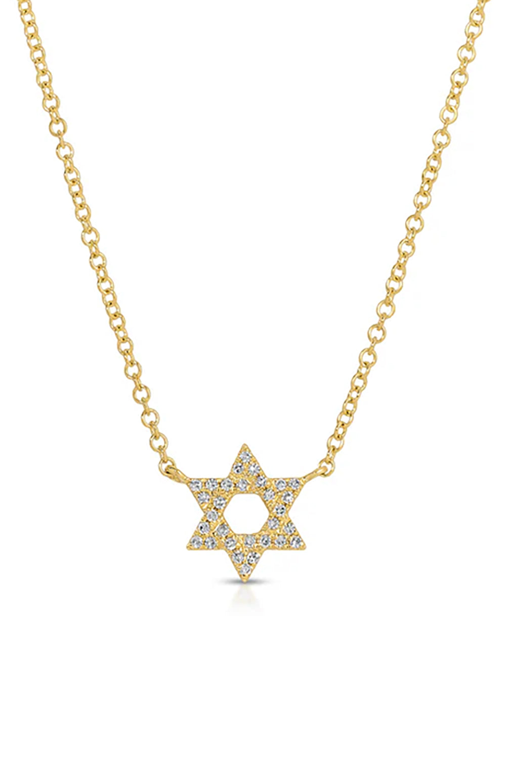 Diamond Star Of David Necklace in 14k Yellow Gold
