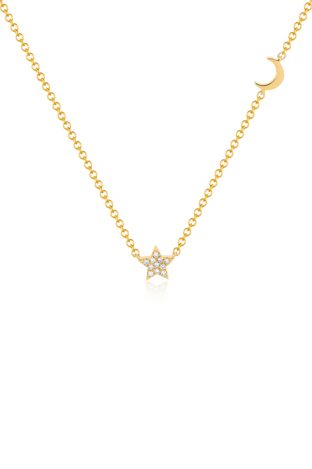 Diamond Baby Star & Gold Moon Necklace
