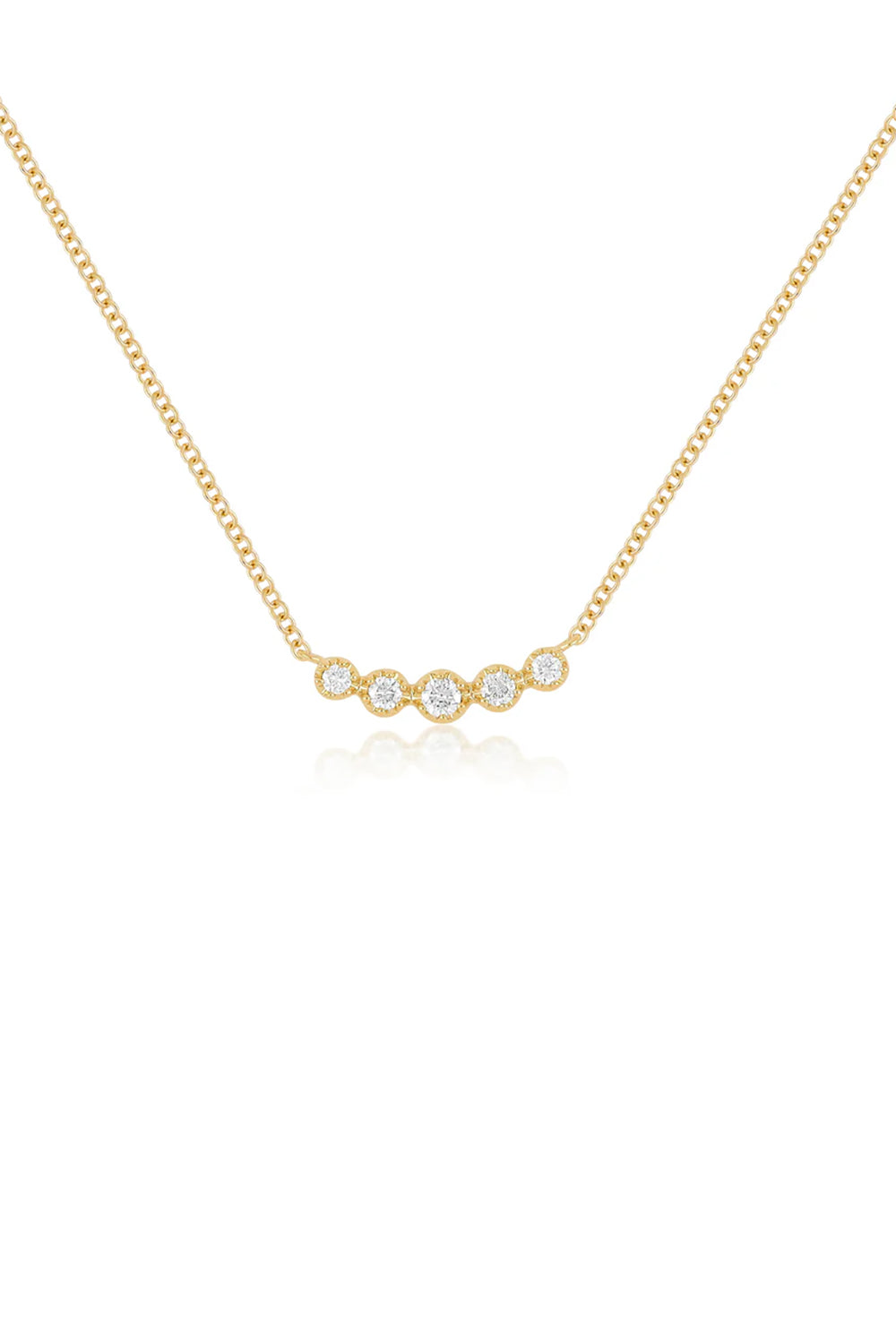 Diamond Crown Crescent Necklace in 14k Yellow Gold