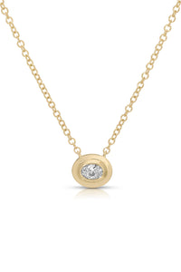 Oval Diamond Necklace in 14k Yellow Gold