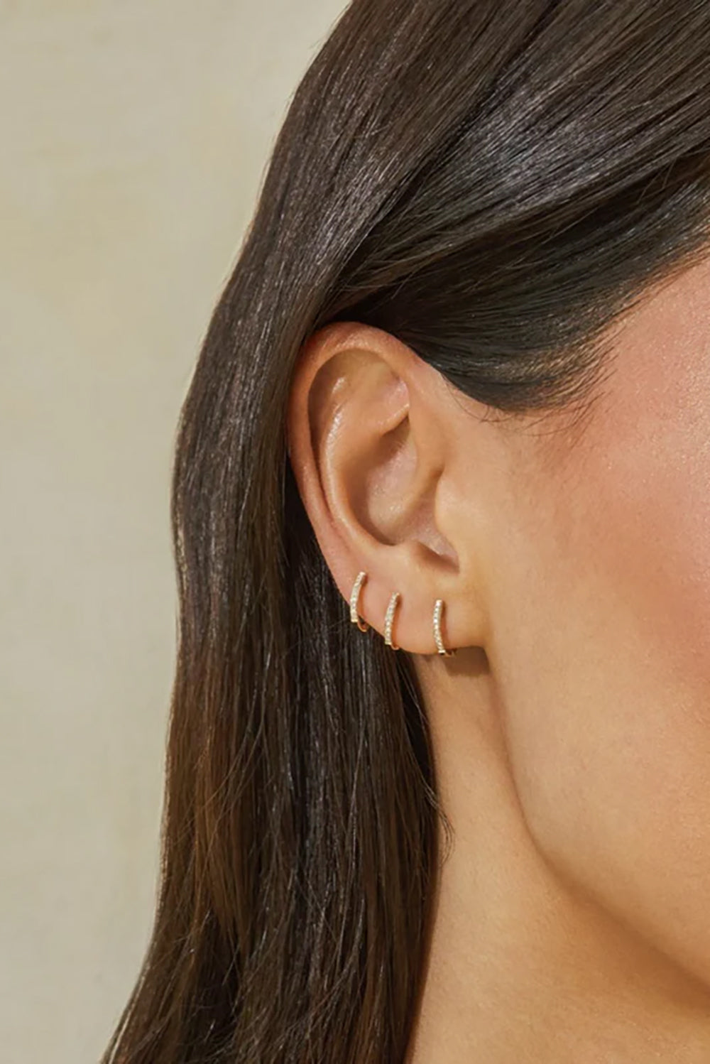 Diamond Mini Huggie Earrings in 14k Yellow Gold