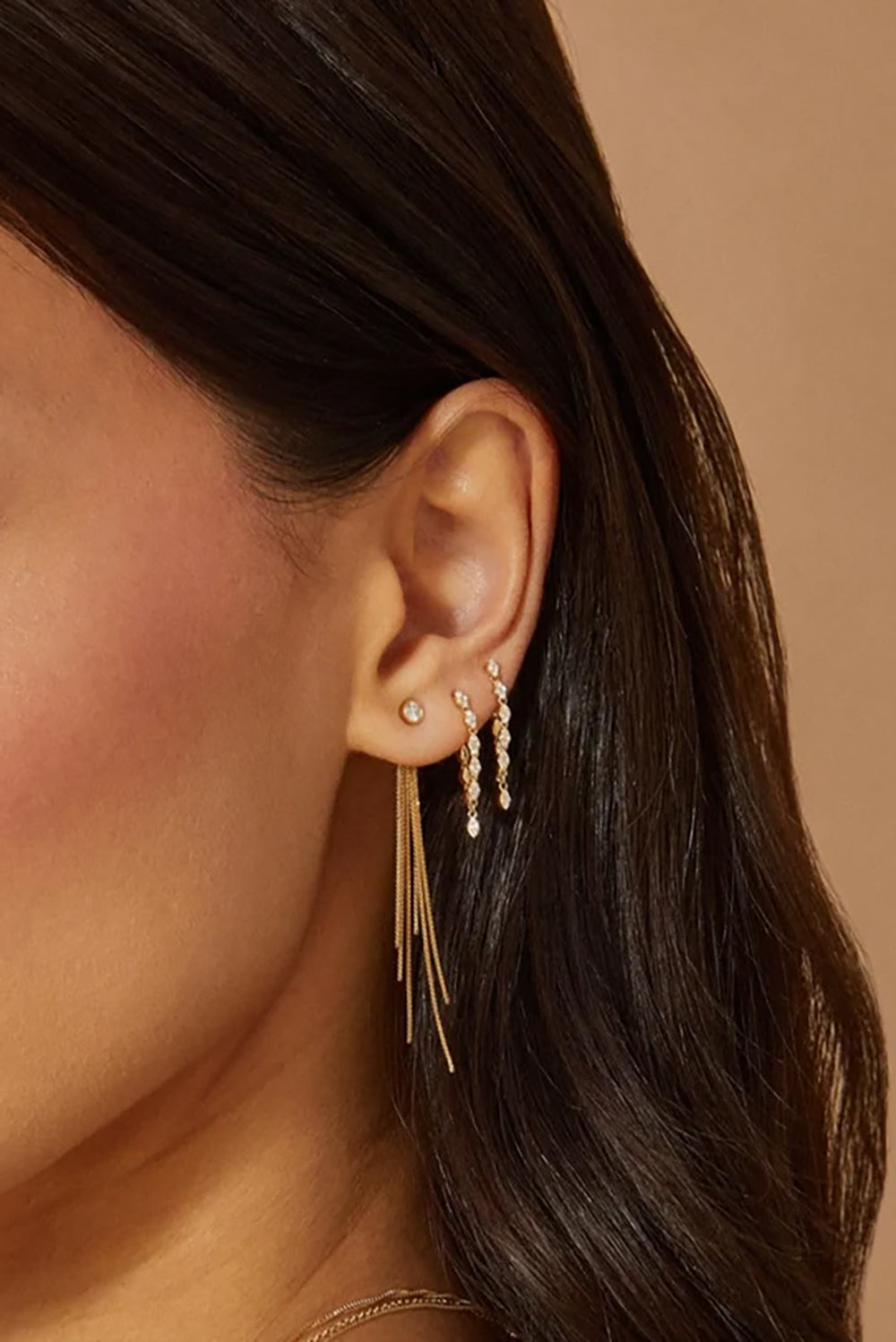 Diamond Bianca Drop Earrings in 14k Yellow Gold