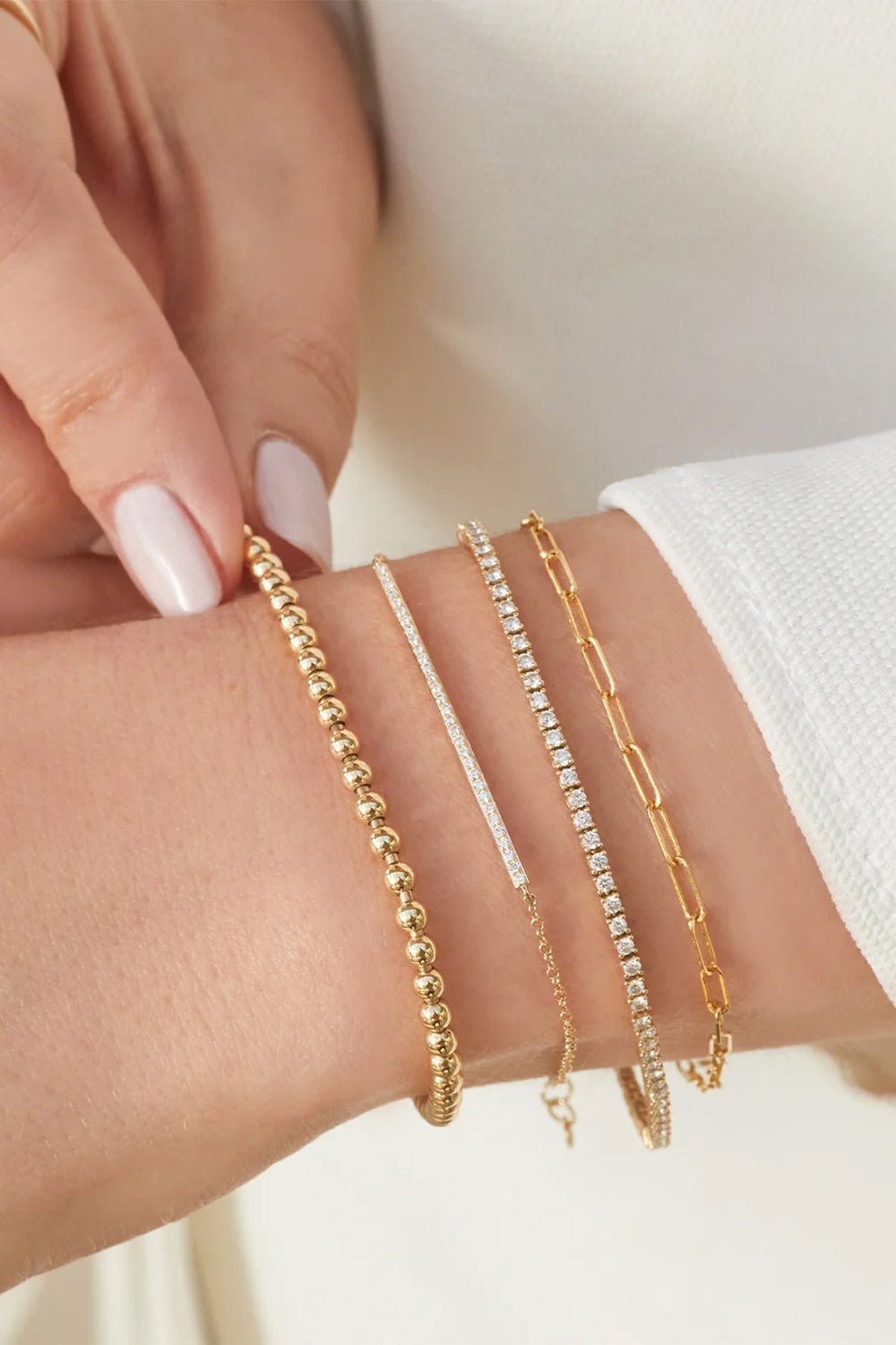 Diamond Bar Chain Bracelet in 14k Yellow Gold
