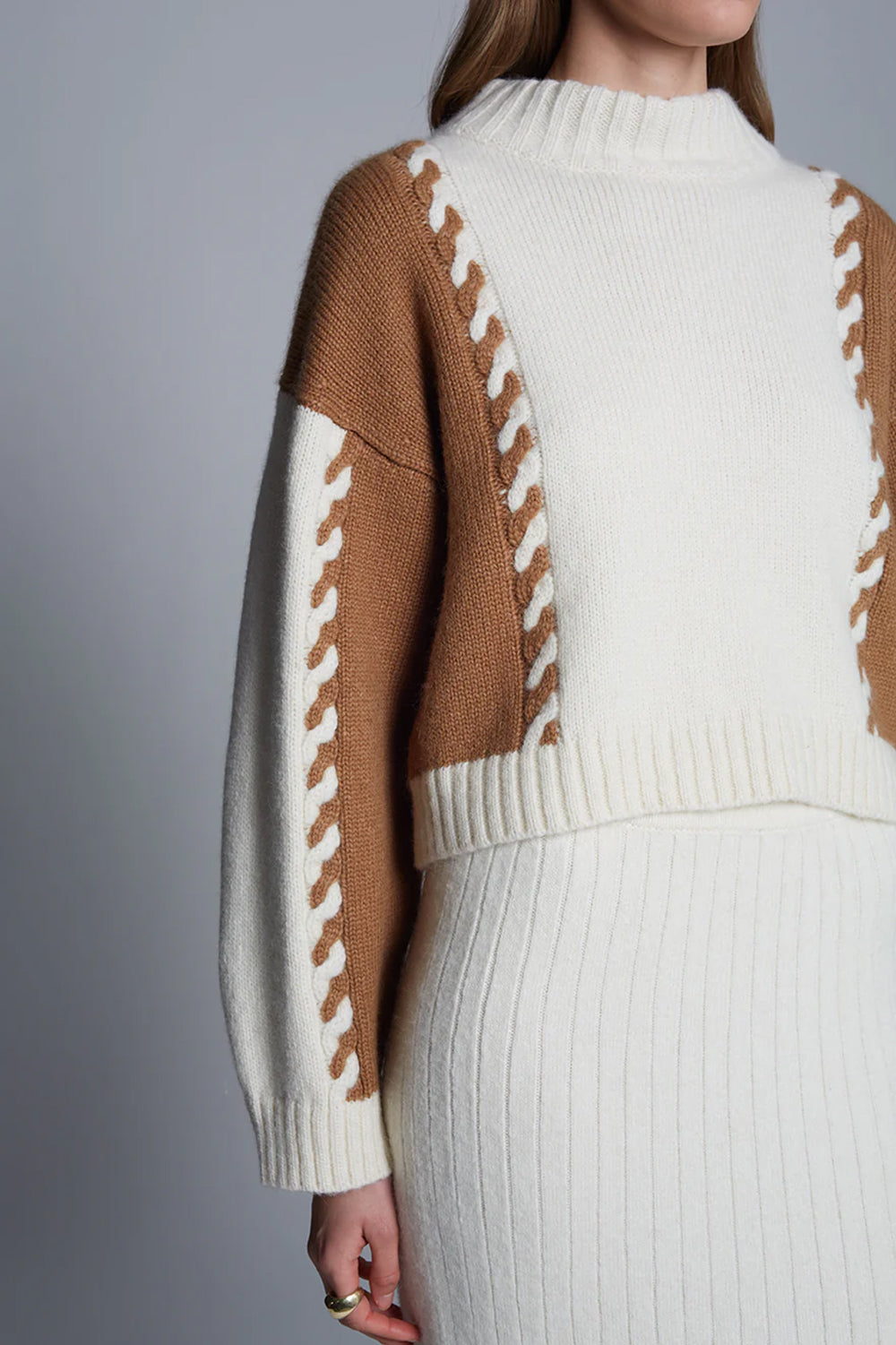 Alexis Sweater in Ivory Camel