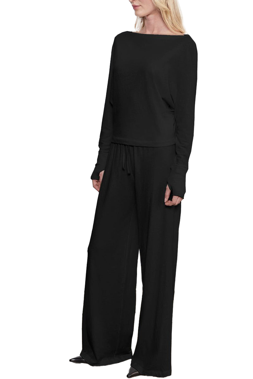 Cashmere Dolman Top in Black