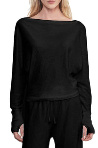 Cashmere Dolman Top in Black