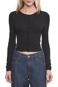 Silk Rib Essential Cardi in Black