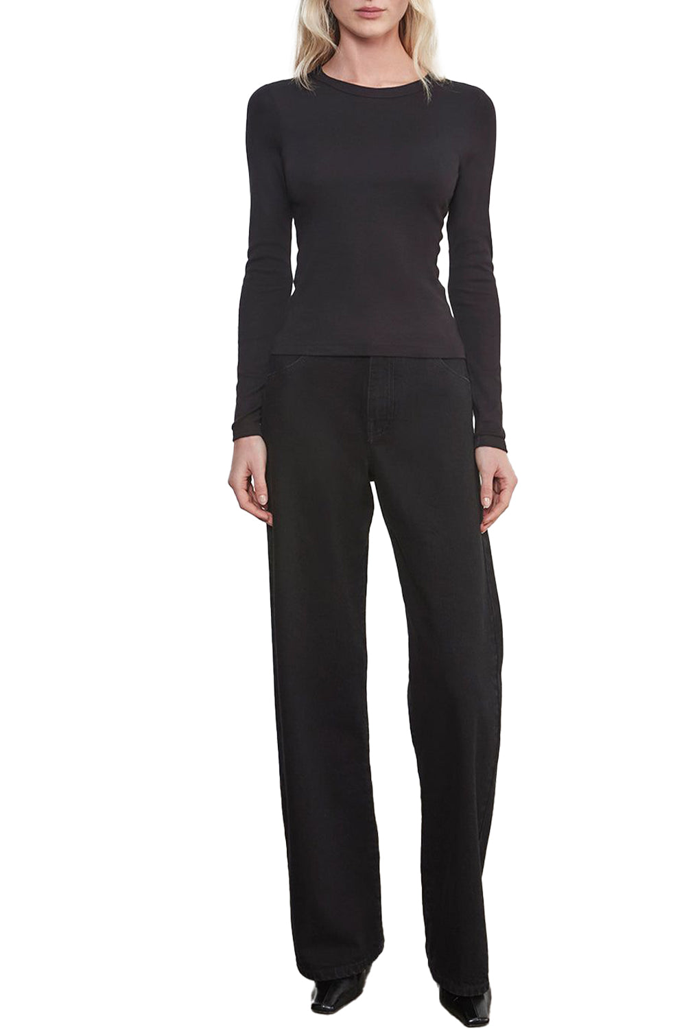 Supima New Classic Long Sleeve Tee in Black