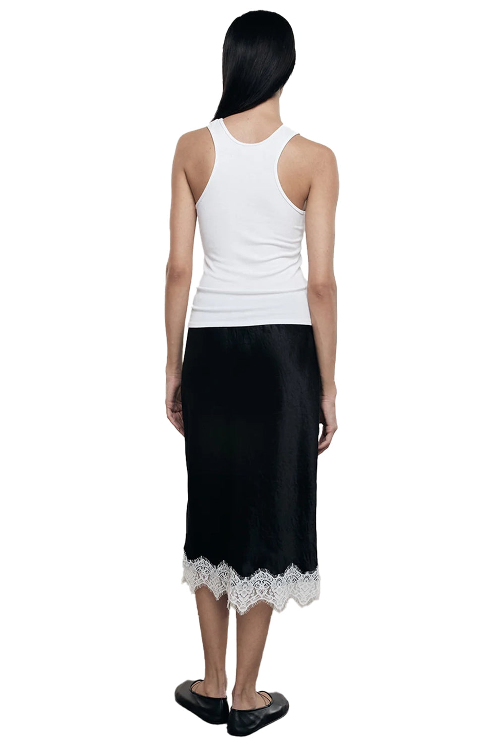 Silk Rib Sheath Tank in White