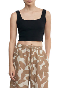 Jaquard Princess Cut Top in Black