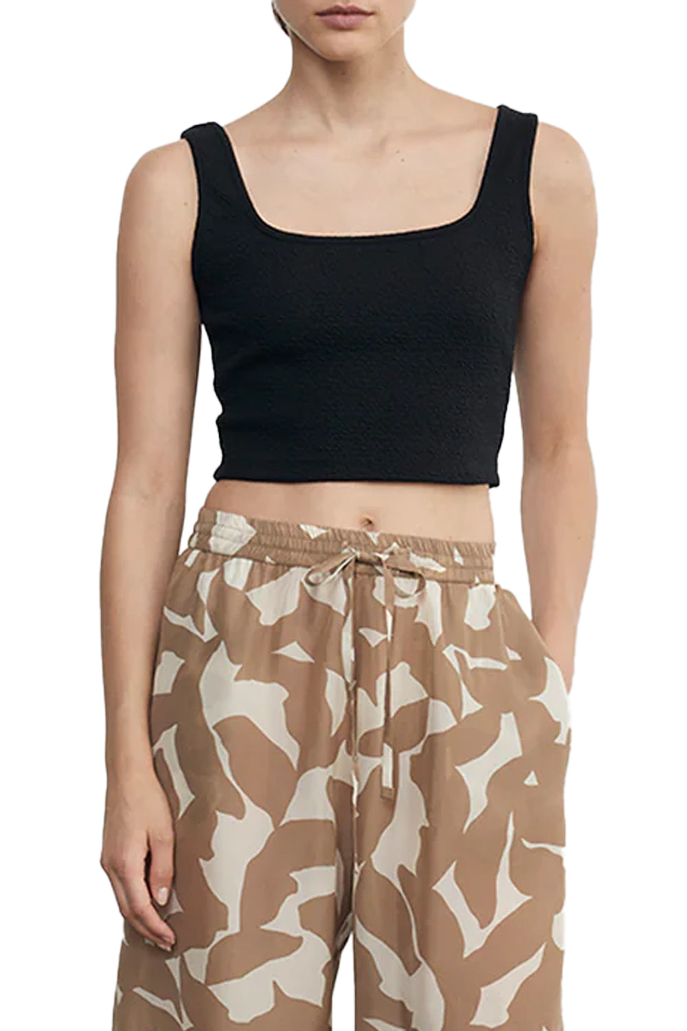 Jaquard Princess Cut Top in Black