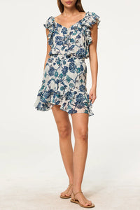 Luca Top in Indigo Teal Blooms