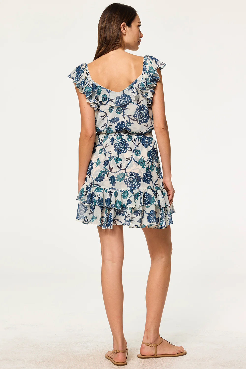 Luca Top in Indigo Teal Blooms