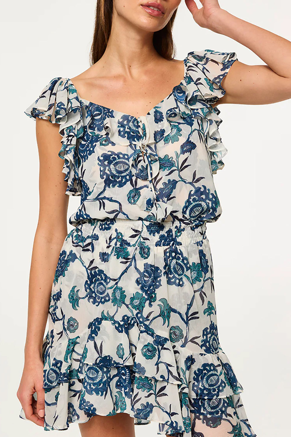 Luca Top in Indigo Teal Blooms