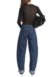 The Mesh Polka Dot Top in Black