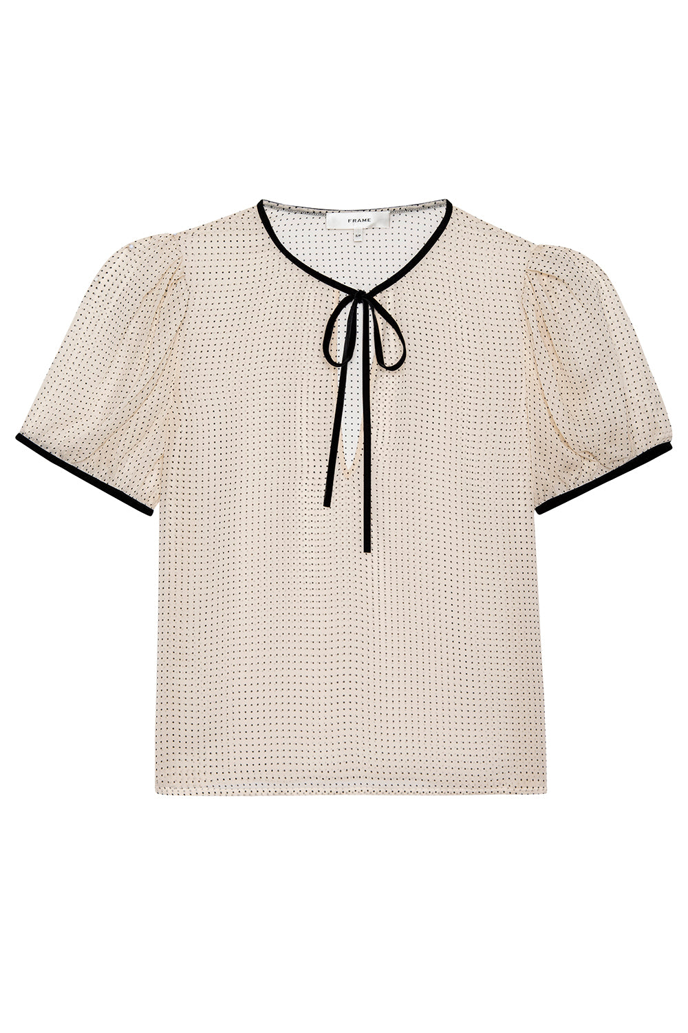 The Tie Puff Sleeve Top in Ecru Multi