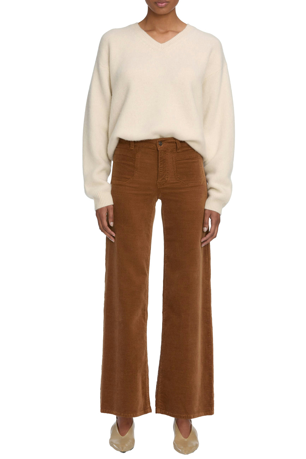 Le Slim Palazzo Modernist Pocket Corduroy in Maple Brown