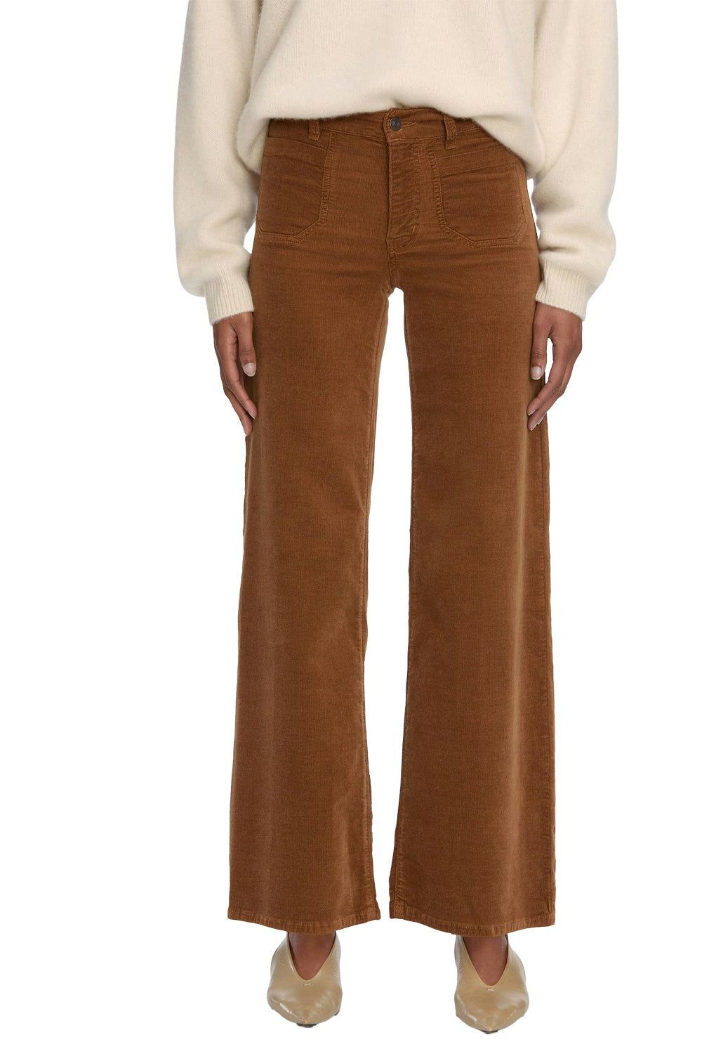 Le Slim Palazzo Modernist Pocket Corduroy in Maple Brown