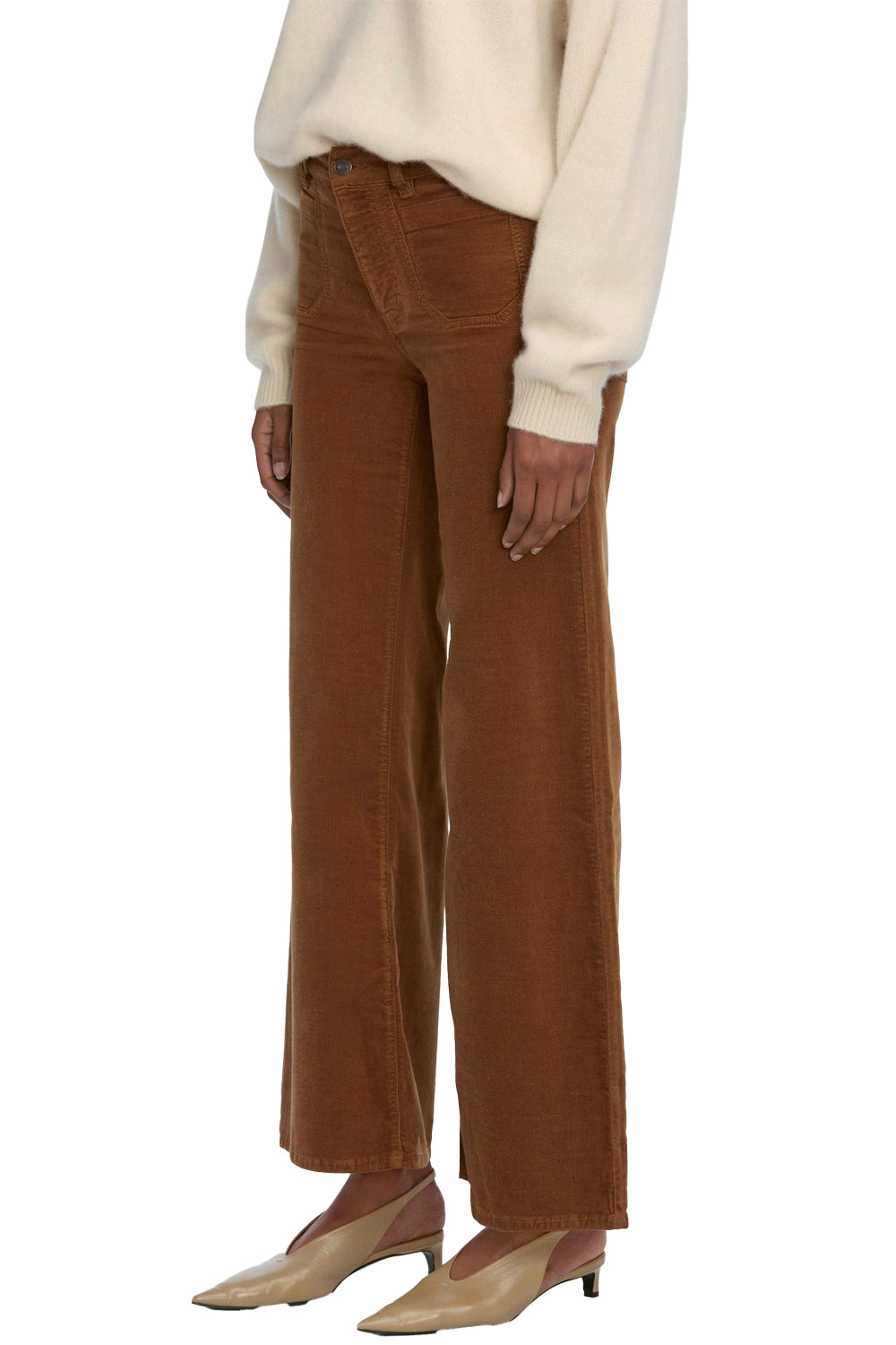 Le Slim Palazzo Modernist Pocket Corduroy in Maple Brown