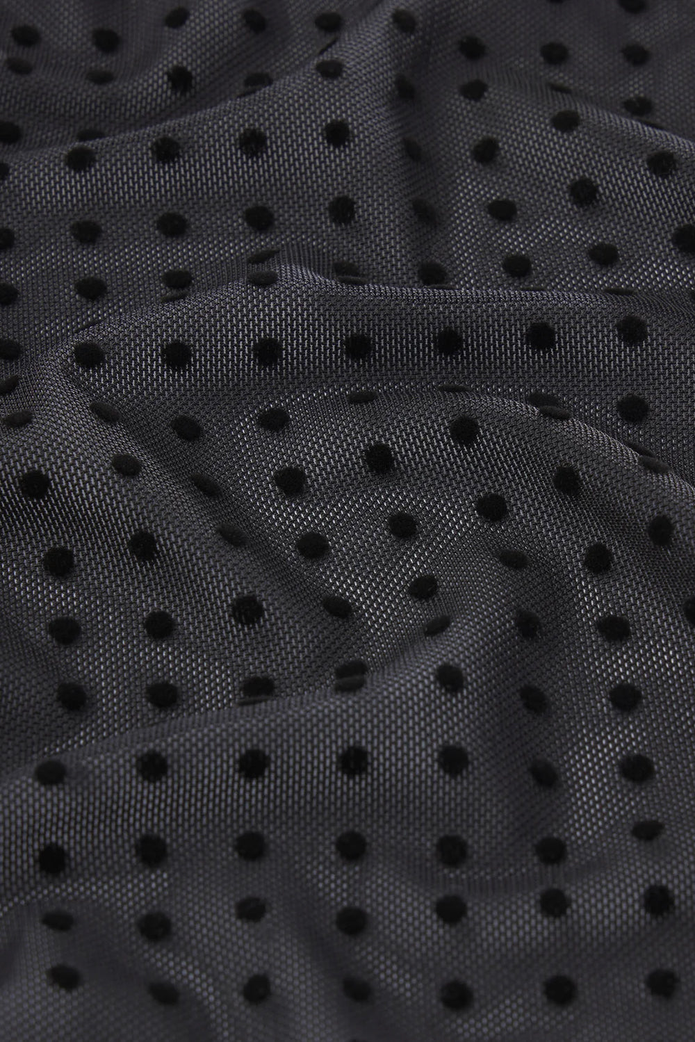 The Mesh Polka Dot Top in Black