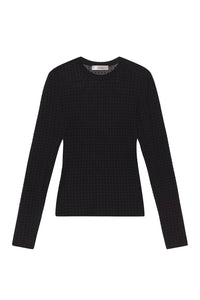 The Mesh Polka Dot Top in Black