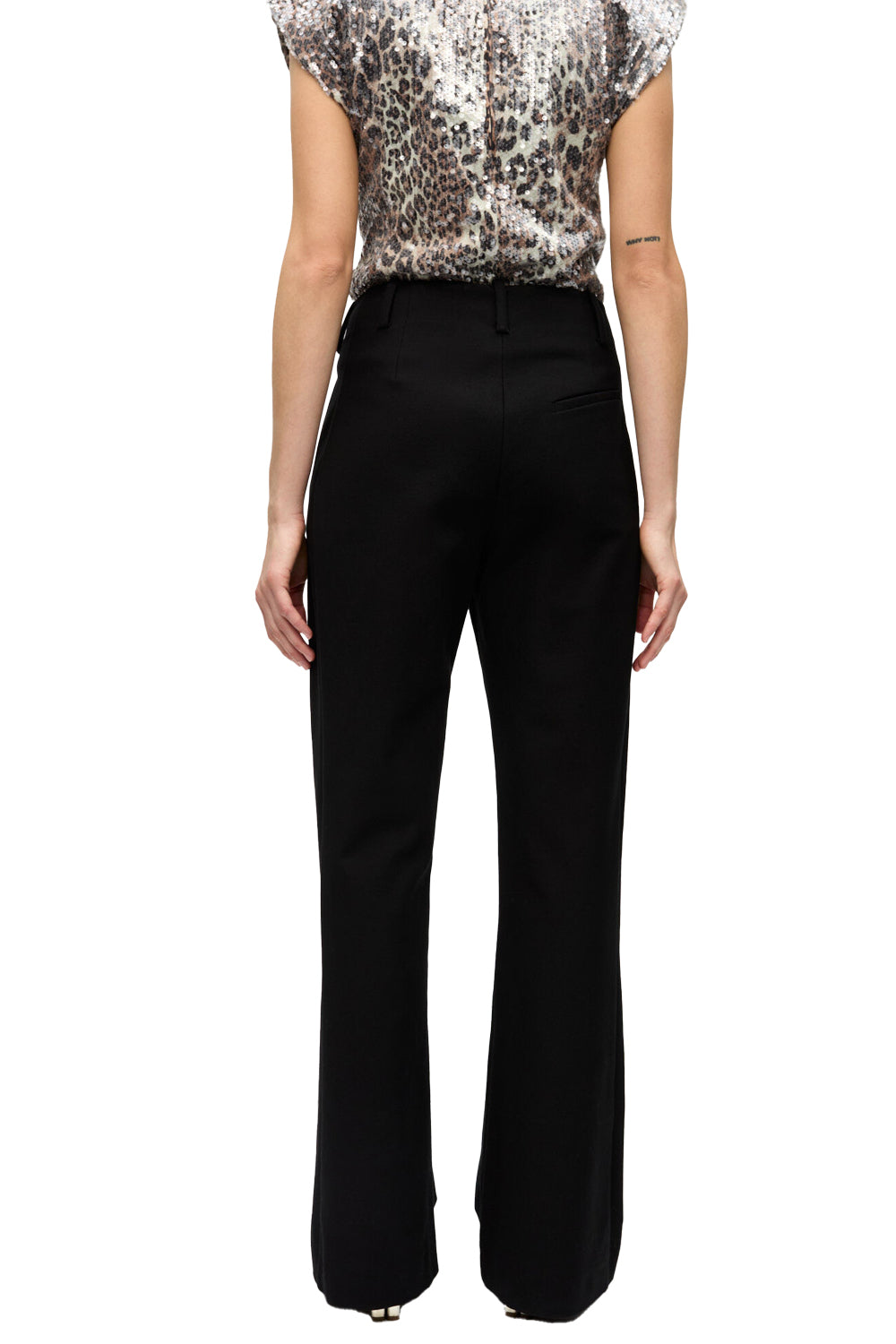 Black Heavy Cotton Tailoring Flared Pants in Black