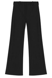 Black Heavy Cotton Tailoring Flared Pants in Black