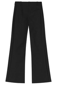Black Heavy Cotton Tailoring Flared Pants in Black