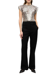 Black Heavy Cotton Tailoring Flared Pants in Black