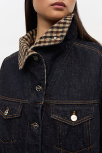 Neppy Denim Jacket in Dark Blue Stone