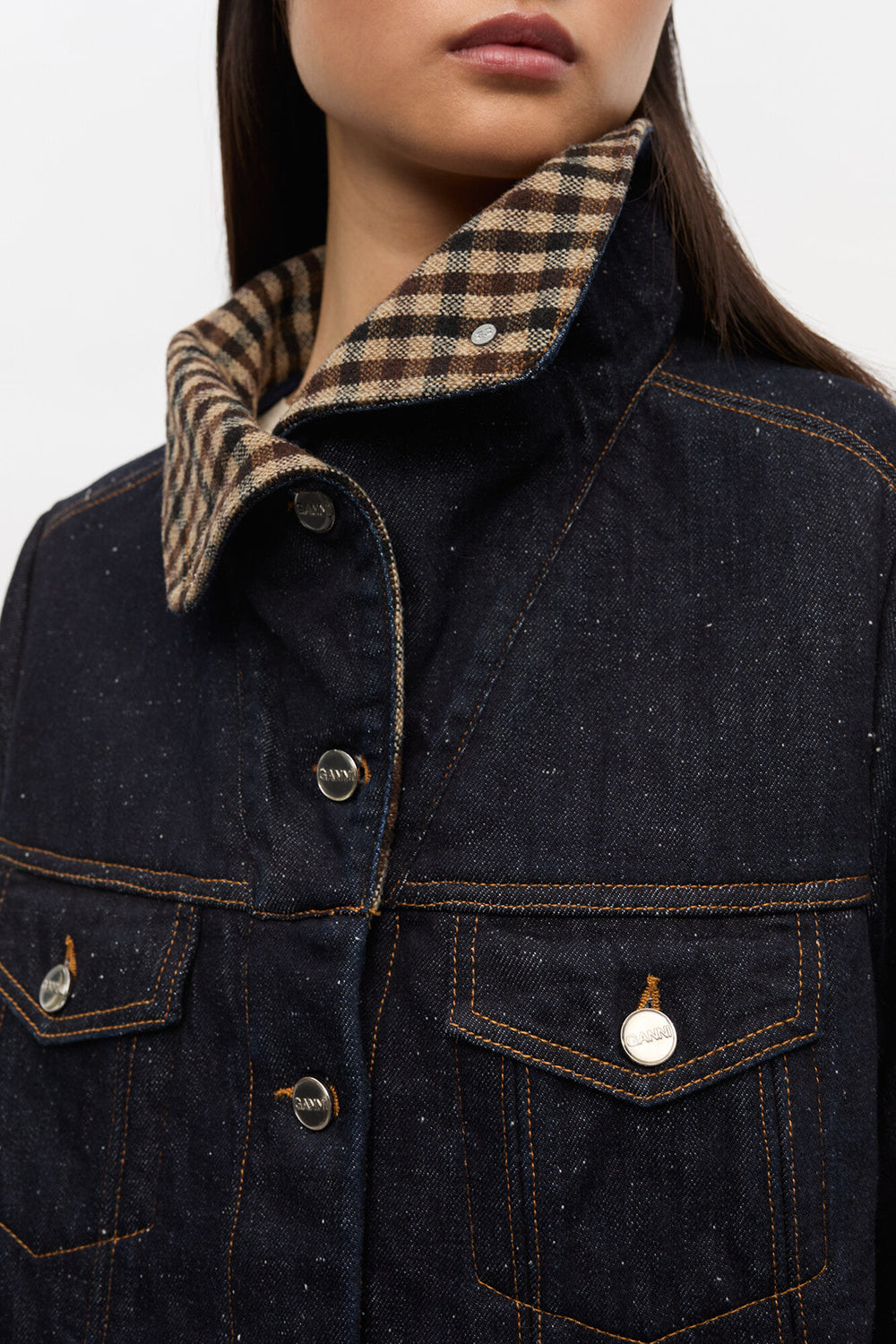 Neppy Denim Jacket in Dark Blue Stone