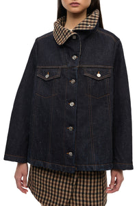 Neppy Denim Jacket in Dark Blue Stone