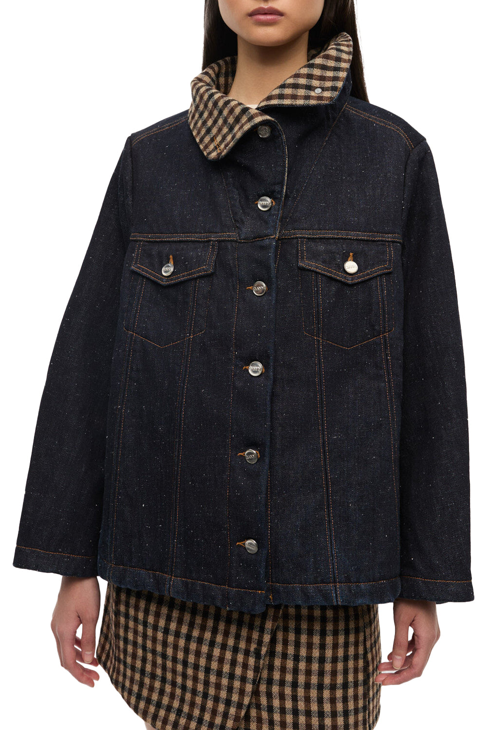 Neppy Denim Jacket in Dark Blue Stone