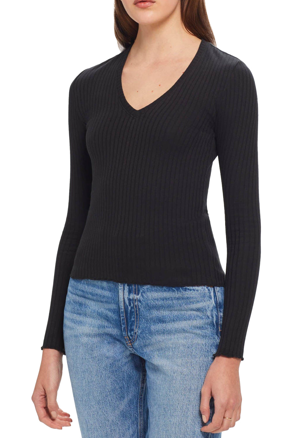 Chelsea V Neck Top in Black